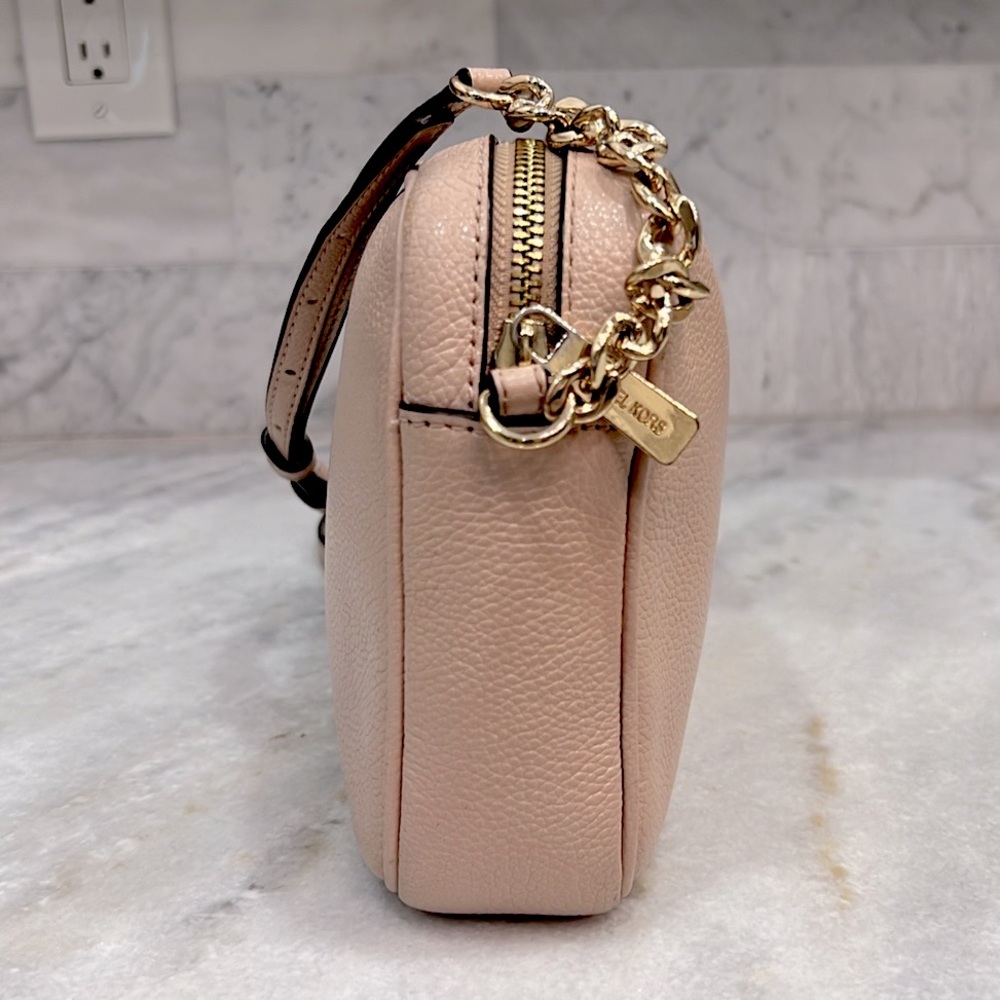 Michael Kors Blush Pebbled Leather Chain Detail Crossbody Bag - Picture 7 of 16